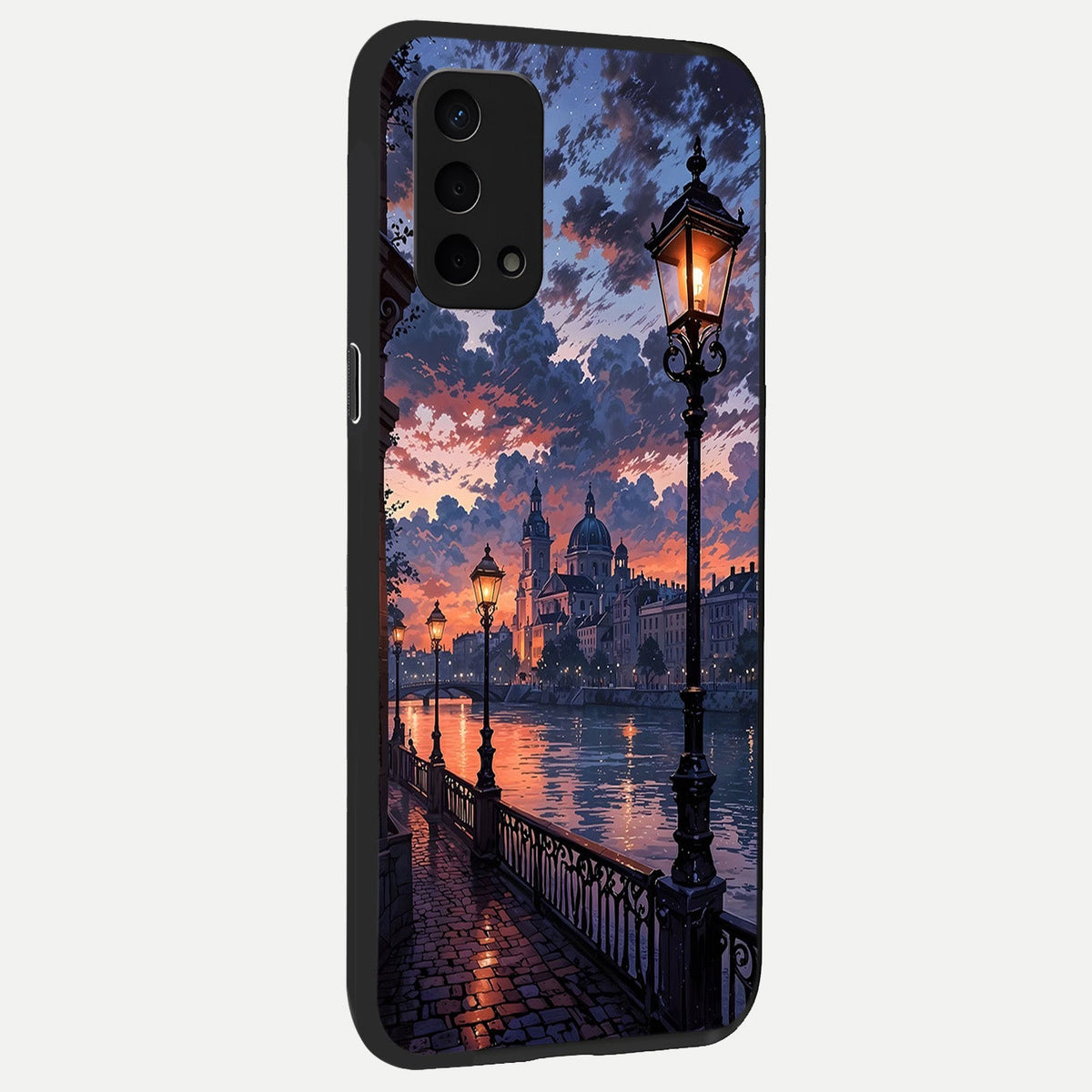  Twilight River Lights back cover For Oppo A74 5G slim fit glass case with vibrant aesthetic design