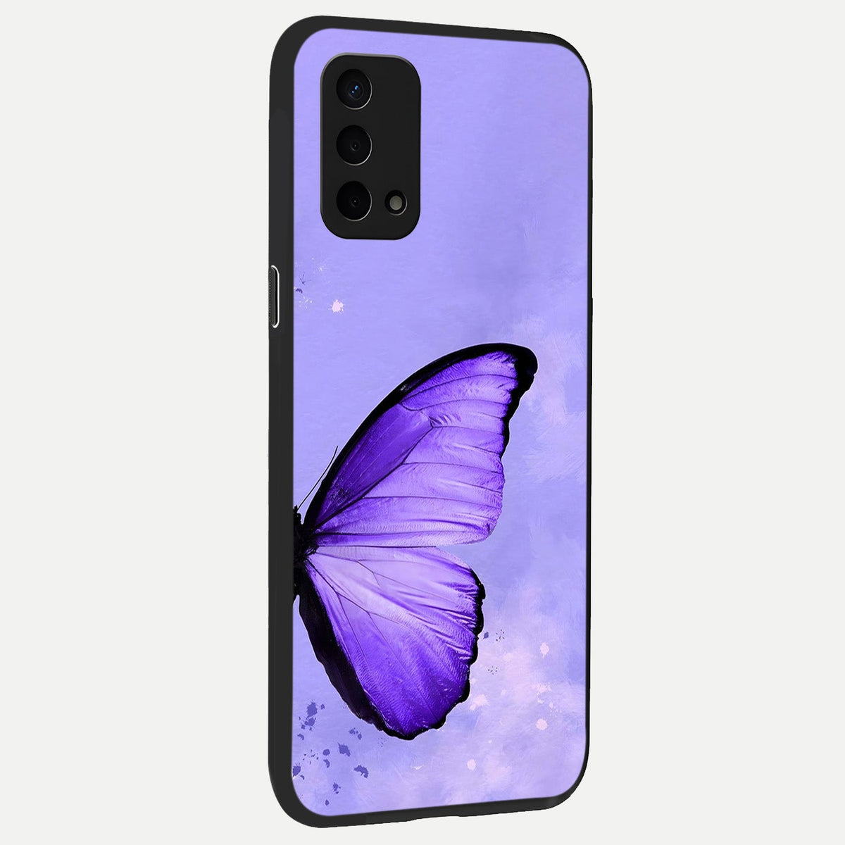  Violet Dream Wing back cover For Oppo A74 5G slim fit glass case with vibrant aesthetic design