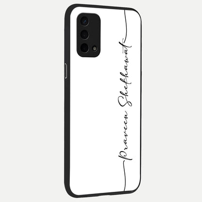  White Tune Custom Name back cover For Oppo A74 5G slim fit personalized glass case with aesthetic design