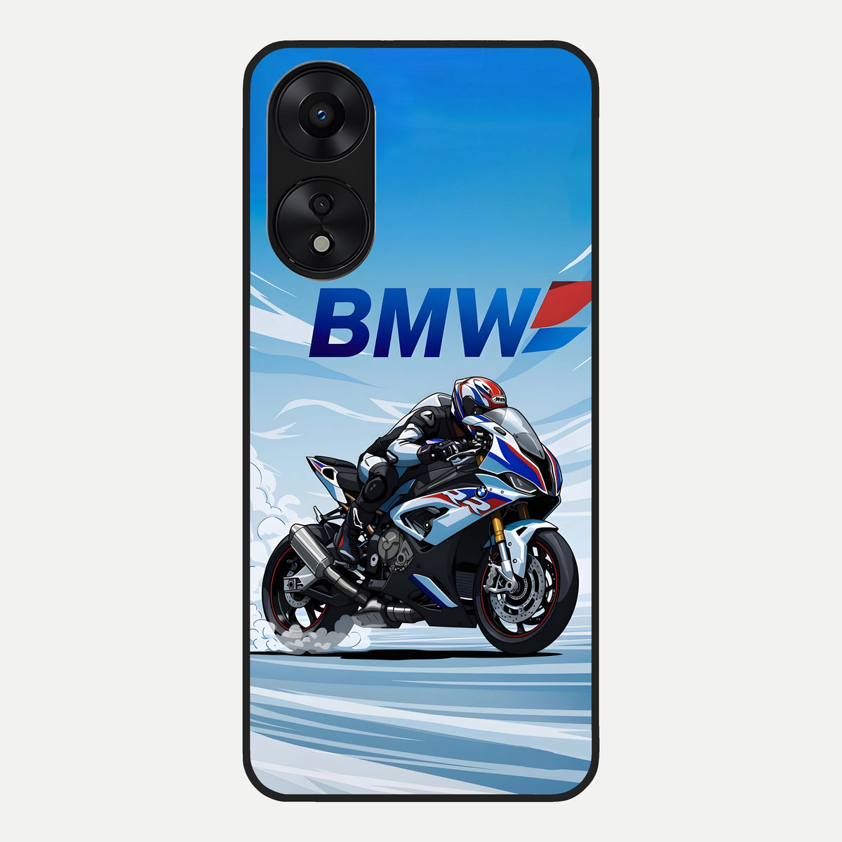  BMW Power Drift Glass Case For Oppo A78 5G back cover – full design glossy printed glass finish