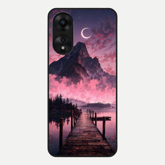  Beautiful Mountain View Glass Case For Oppo A78 5G back cover – full design glossy printed glass finish