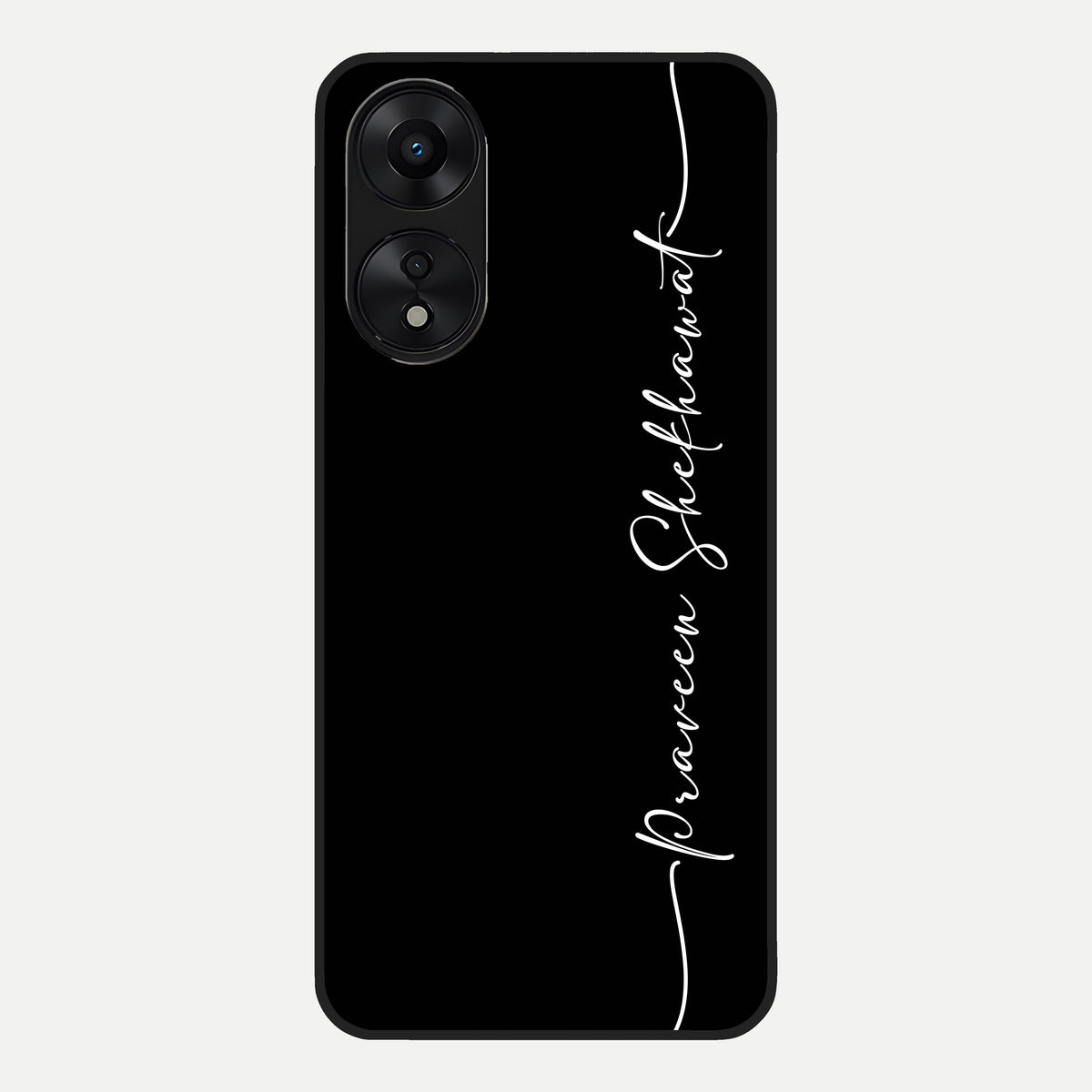  Black Tune Custom Name Glass Case For Oppo A78 5G back cover – full design glossy printed glass finish