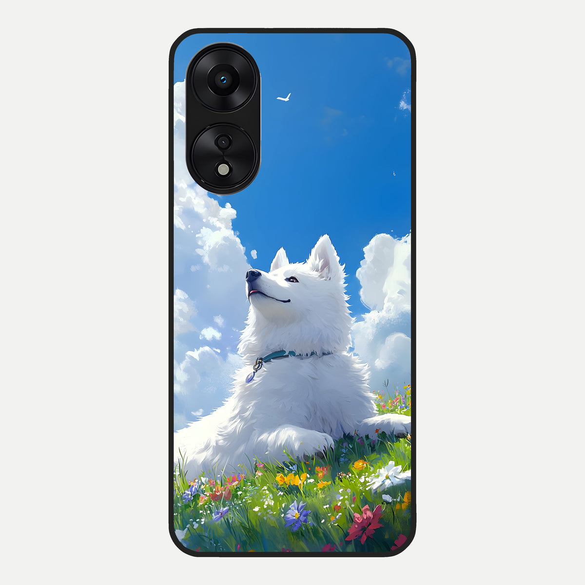  Blissful Cloud Pup Glass Case For Oppo A78 5G back cover – full design glossy printed glass finish