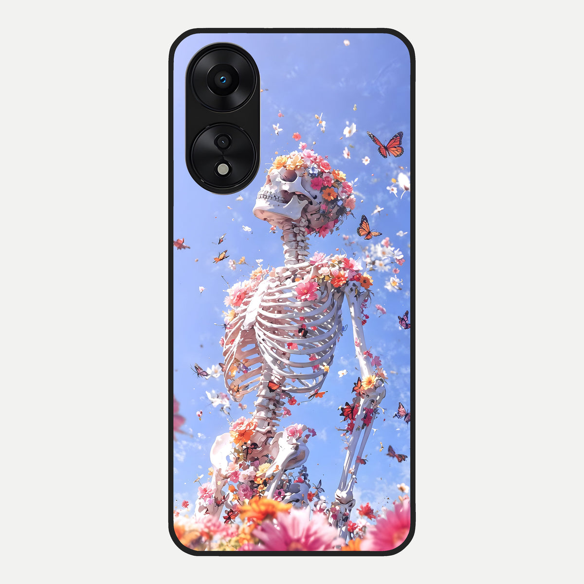  Bloom Beyond Bones Glass Case For Oppo A78 5G back cover – full design glossy printed glass finish