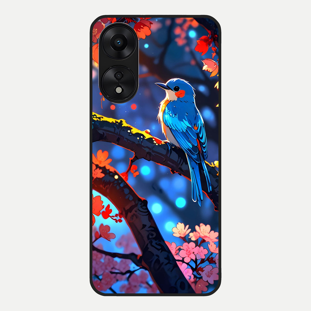  Blooming Water Drift Glass Case For Oppo A78 5G back cover – full design glossy printed glass finish