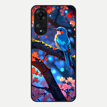  Blooming Water Drift Glass Case For Oppo A78 5G back cover – full design glossy printed glass finish