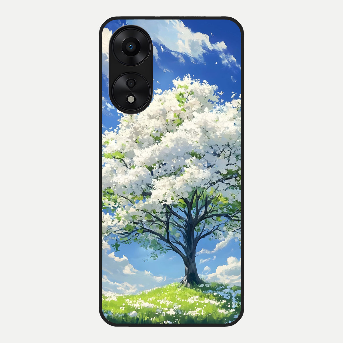  Blossom Sky Serenity Glass Case For Oppo A78 5G back cover – full design glossy printed glass finish