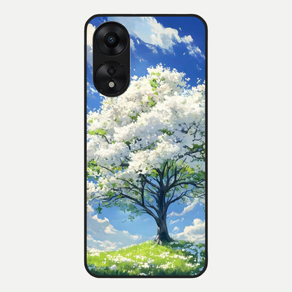  Blossom Sky Serenity Glass Case For Oppo A78 5G back cover – full design glossy printed glass finish