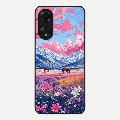  Blossom Valley Dream Glass Case For Oppo A78 5G back cover – full design glossy printed glass finish