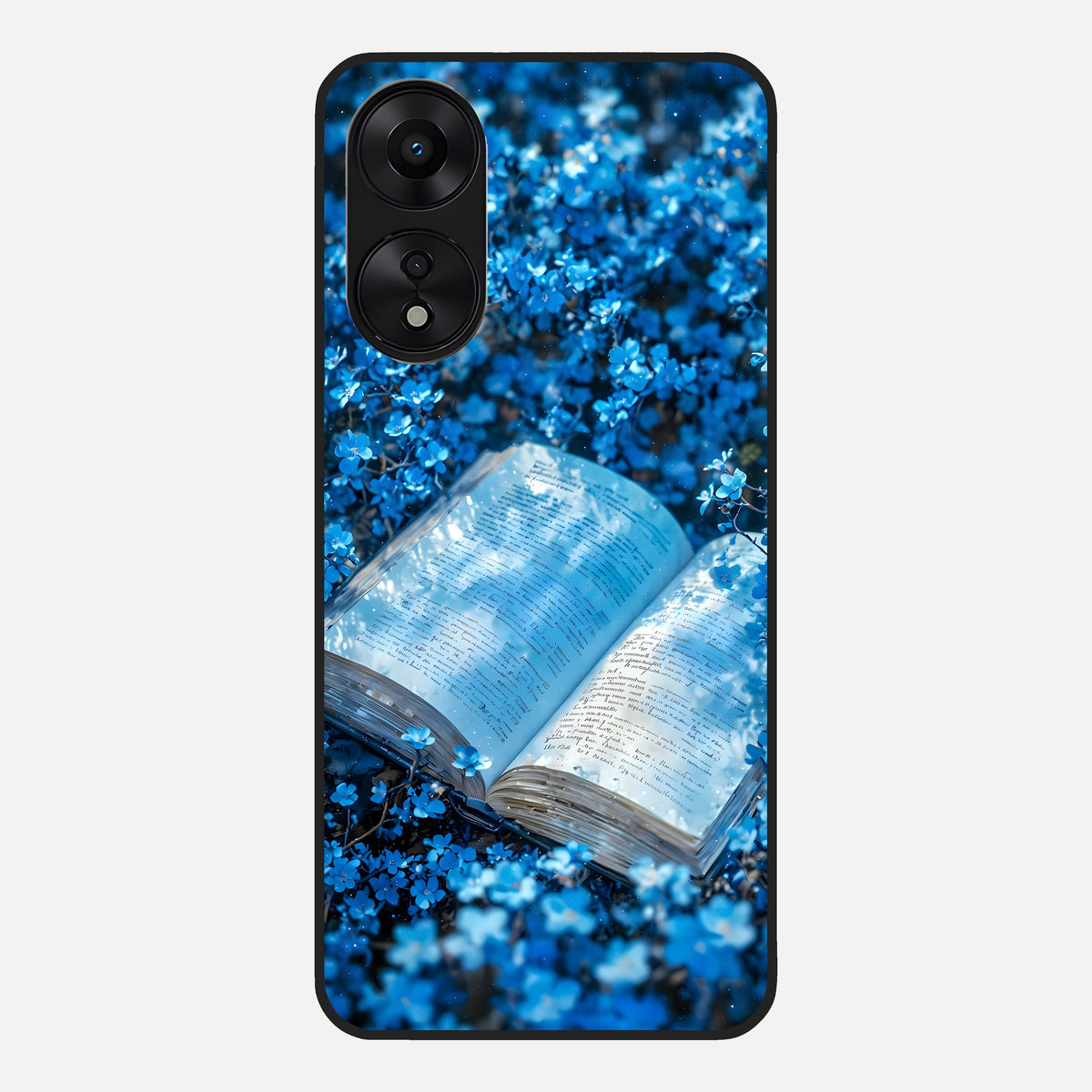 Blue Bloom Tales Glass Case For Oppo A78 5G back cover – full design glossy printed glass finish