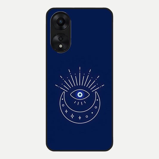  Blue Evil Eye Glass Case For Oppo A78 5G back cover – full design glossy printed glass finish