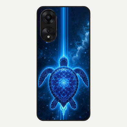  Blue Galaxy Turtle Glass Case For Oppo A78 5G back cover – full design glossy printed glass finish