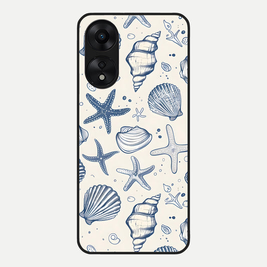  Blue Ocean Outline Glass Case For Oppo A78 5G back cover – full design glossy printed glass finish