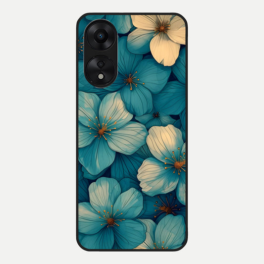  Blue Shade Floral Glass Case For Oppo A78 5G back cover – full design glossy printed glass finish
