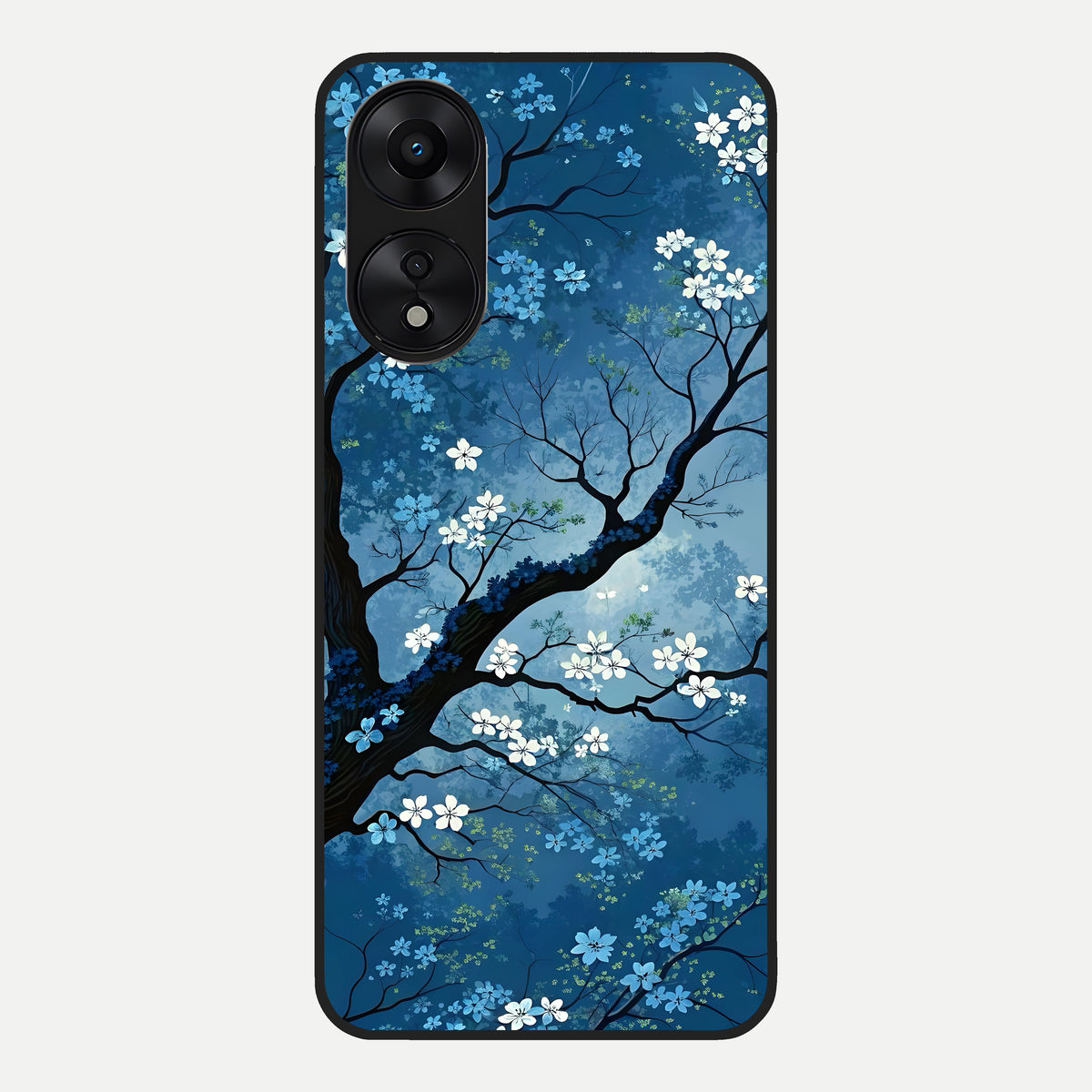  Blue Tree Serenity Glass Case For Oppo A78 5G back cover – full design glossy printed glass finish