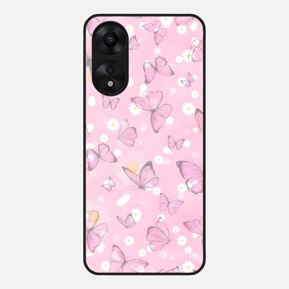  Blush Butterfly Garden Glass Case For Oppo A78 5G back cover – full design glossy printed glass finish