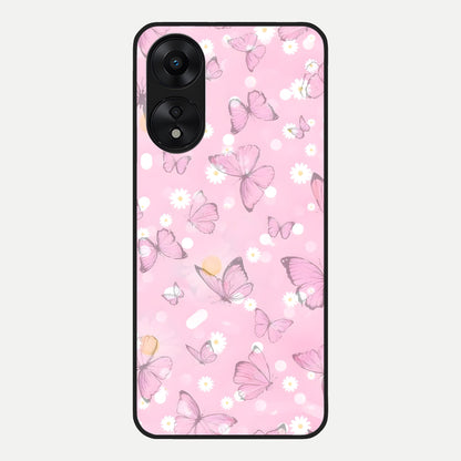  Blush Butterfly Garden Glass Case For Oppo A78 5G back cover – full design glossy printed glass finish