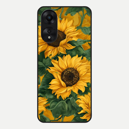  Bright Sunflower Bloom Glass Case For Oppo A78 5G back cover – full design glossy printed glass finish
