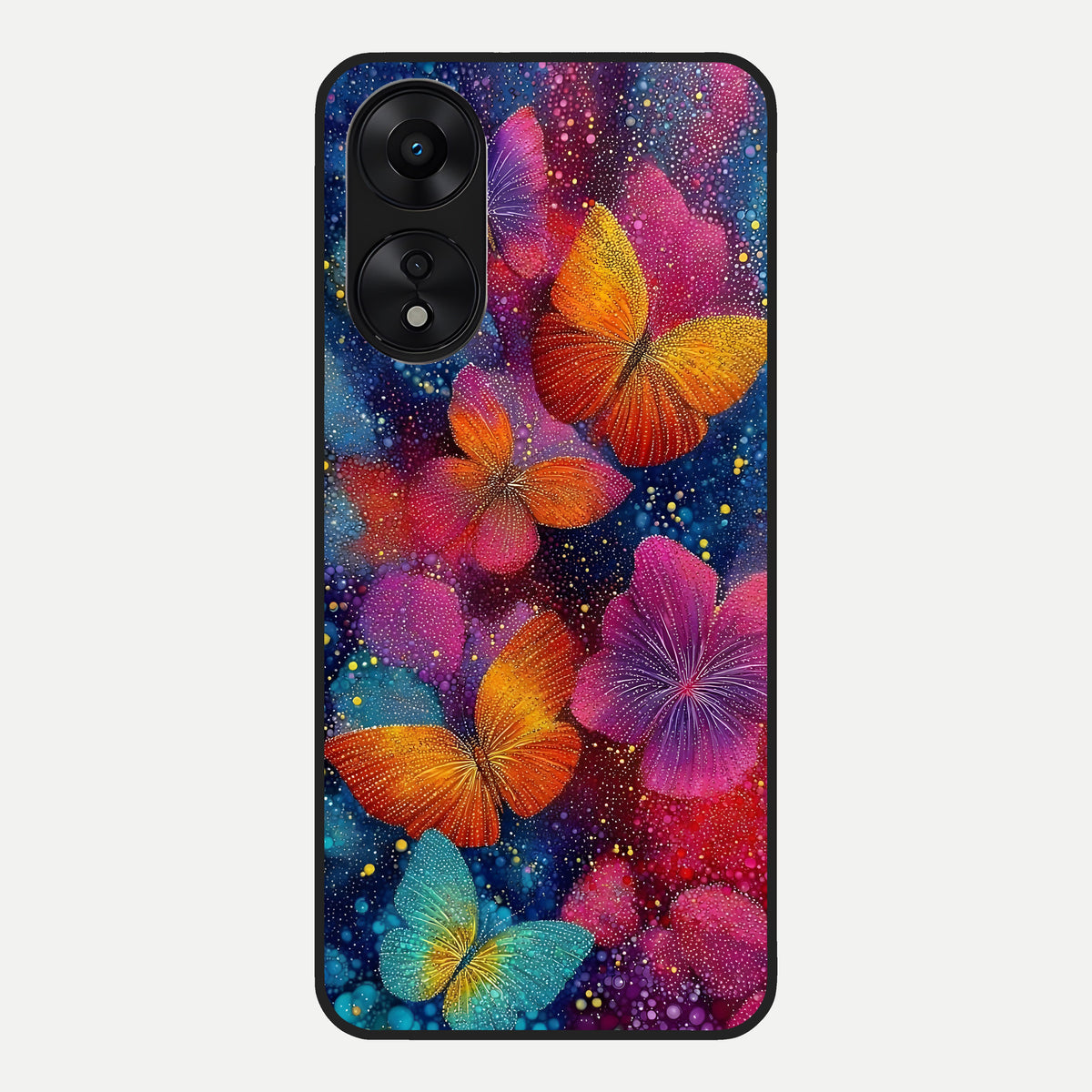  Butterfly Dream Mist Glass Case For Oppo A78 5G back cover – full design glossy printed glass finish