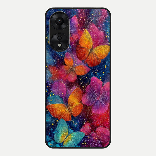  Butterfly Dream Mist Glass Case For Oppo A78 5G back cover – full design glossy printed glass finish