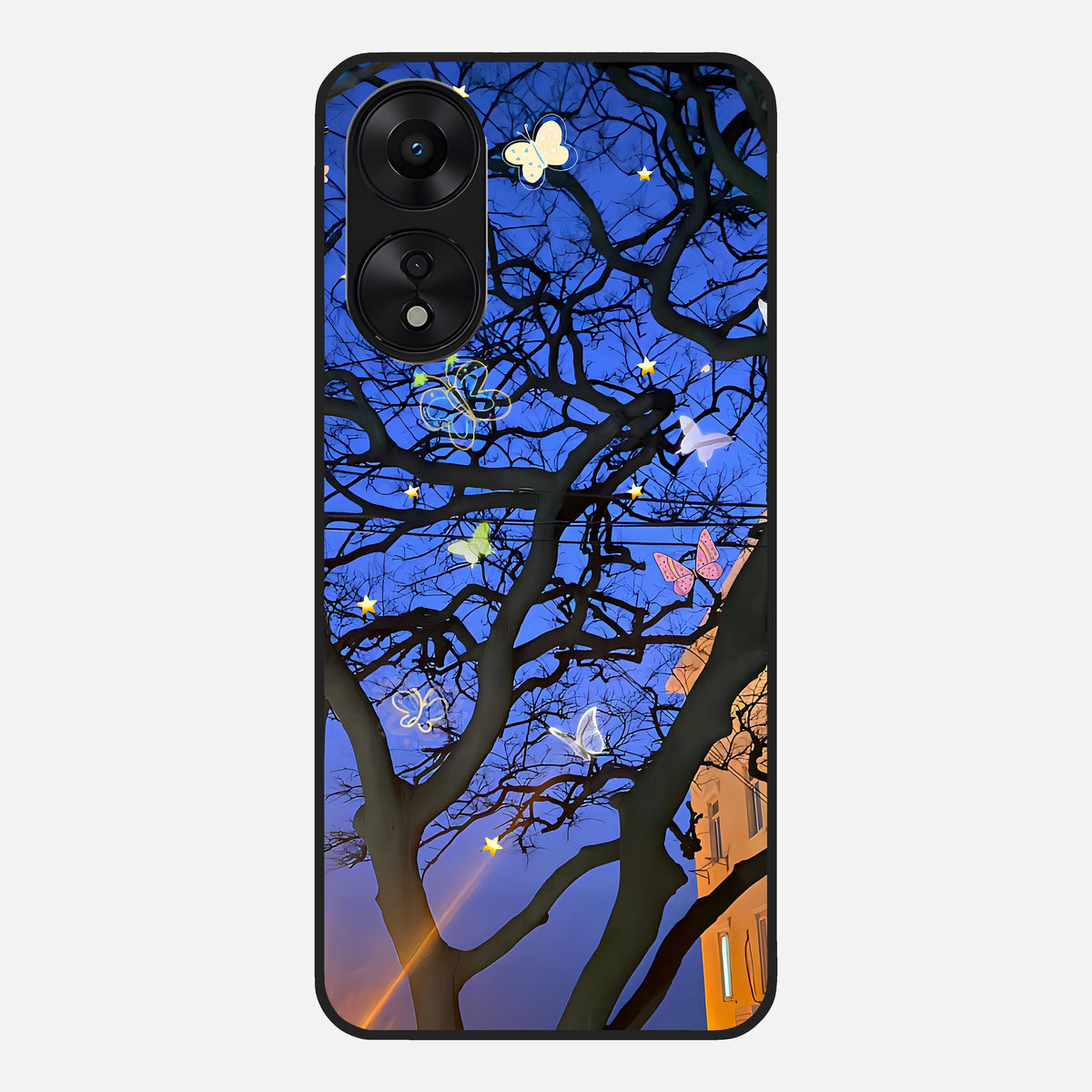  Butterfly Night Magic Glass Case For Oppo A78 5G back cover – full design glossy printed glass finish