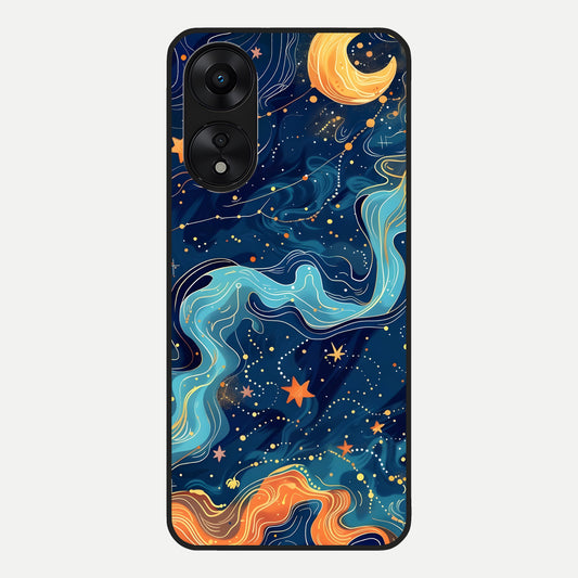  Celestial Dream Flow Glass Case For Oppo A78 5G back cover – full design glossy printed glass finish