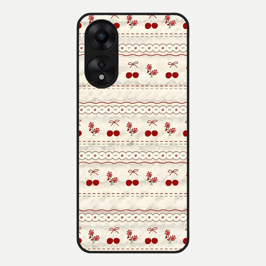  Cherry Bloom Charm Glass Case For Oppo A78 5G back cover – full design glossy printed glass finish