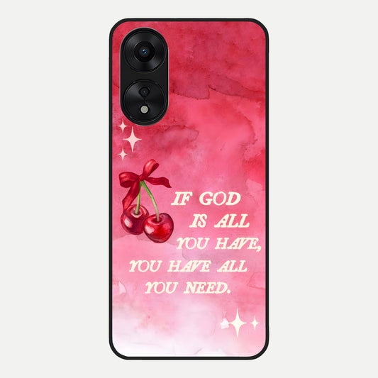  Cherry Quote Glass Case For Oppo A78 5G back cover – full design glossy printed glass finish