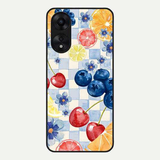  Citrus Bloom Joy Glass Case For Oppo A78 5G back cover – full design glossy printed glass finish