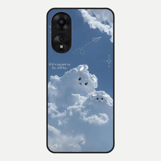  Cloud Bunny Dreams Glass Case For Oppo A78 5G back cover – full design glossy printed glass finish