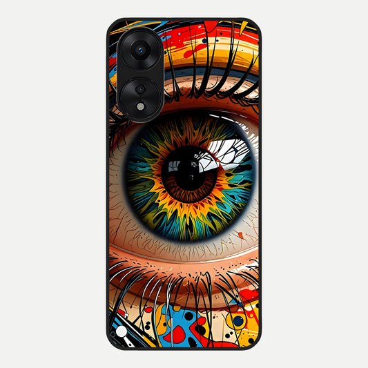  Colorful Eye Glass Case For Oppo A78 5G back cover – full design glossy printed glass finish