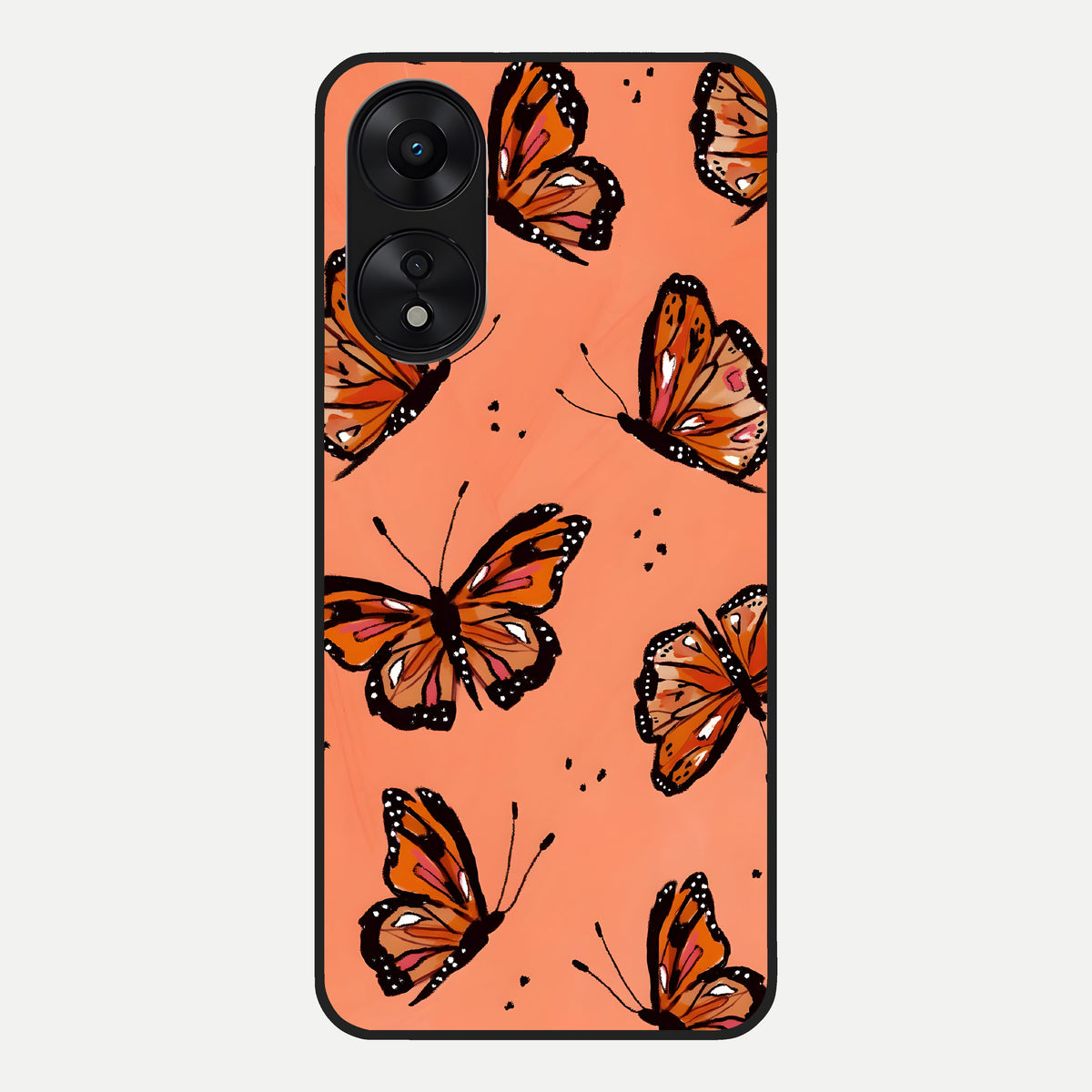  Coral Wing Butterfly Glass Case For Oppo A78 5G back cover – full design glossy printed glass finish