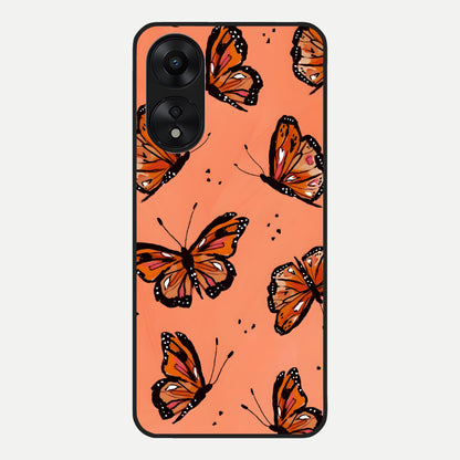  Coral Wing Butterfly Glass Case For Oppo A78 5G back cover – full design glossy printed glass finish