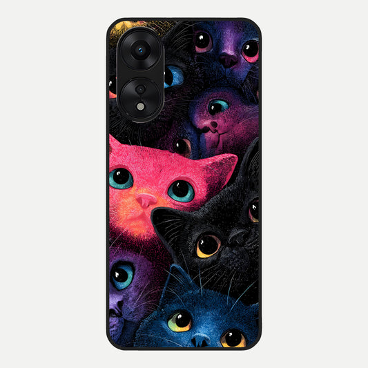  Cosmic Cats Dreams Glass Case For Oppo A78 5G back cover – full design glossy printed glass finish