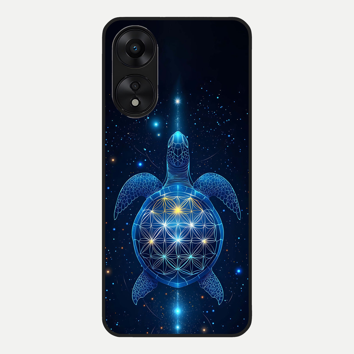  Crimson Blue Turtle Glass Case For Oppo A78 5G back cover – full design glossy printed glass finish