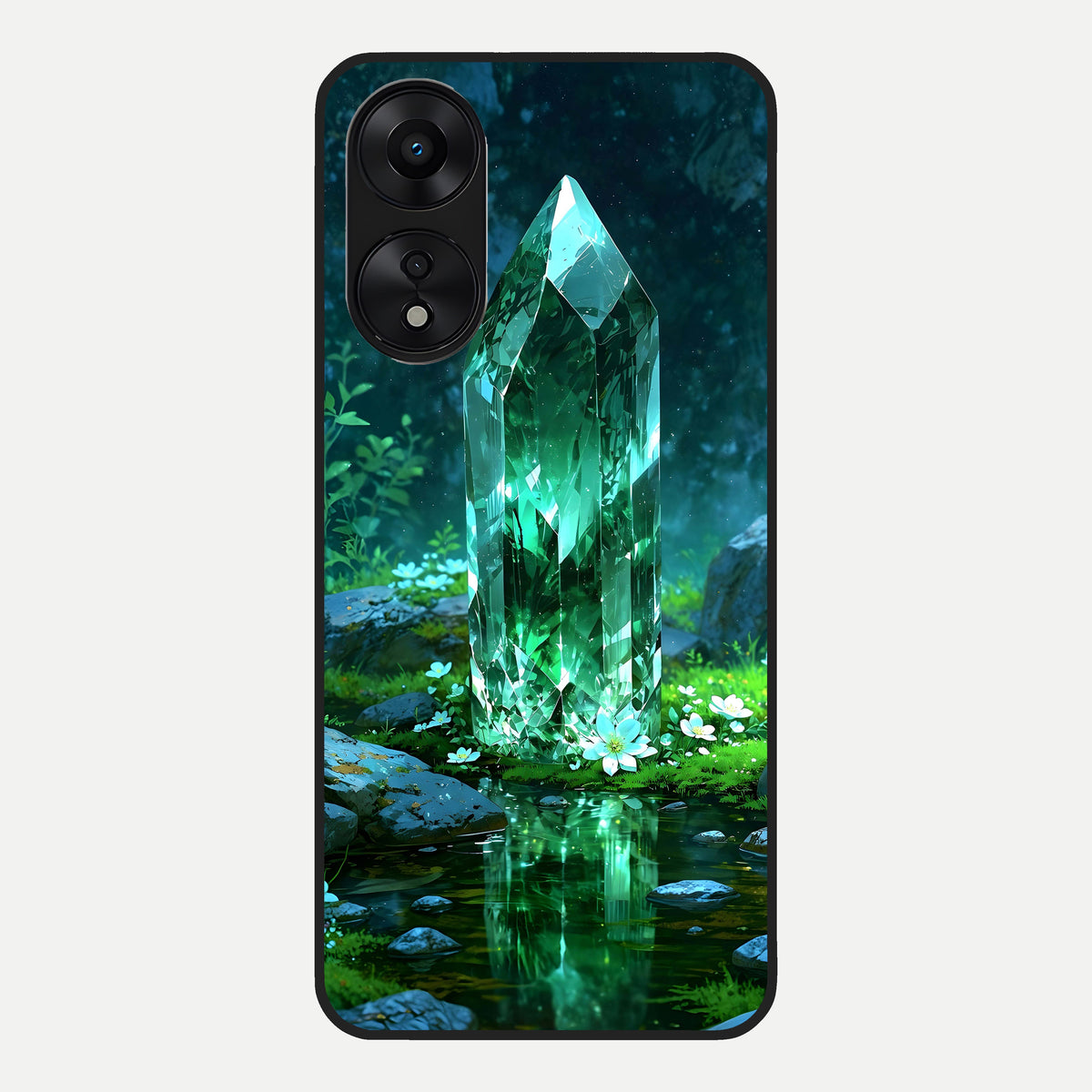  Emerald Light Crystal Glass Case For Oppo A78 5G back cover – full design glossy printed glass finish