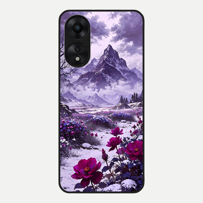  Flower Mountain View Glass Case For Oppo A78 5G back cover – full design glossy printed glass finish