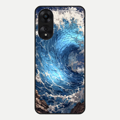  Giant Ocean Wave Glass Case For Oppo A78 5G back cover – full design glossy printed glass finish
