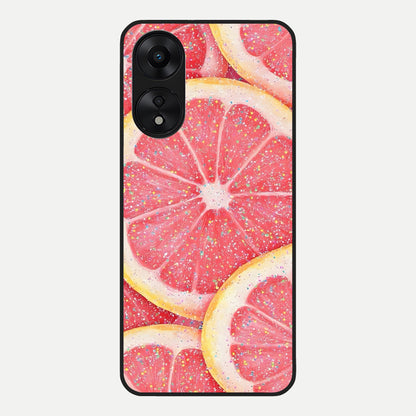  Glitter Grapefruit Glass Case For Oppo A78 5G back cover – full design glossy printed glass finish