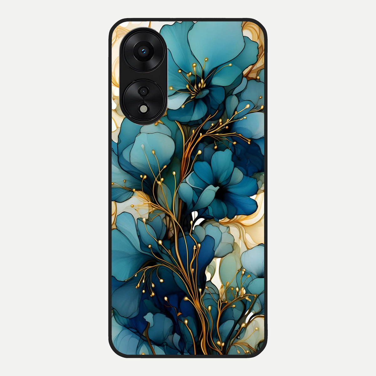  Golden Bloom Symphony Glass Case For Oppo A78 5G back cover – full design glossy printed glass finish