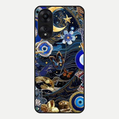  Golden Moon Magic Glass Case For Oppo A78 5G back cover – full design glossy printed glass finish