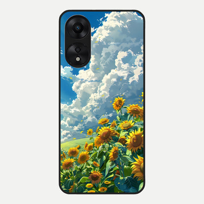  Golden Sun Glory Glass Case For Oppo A78 5G back cover – full design glossy printed glass finish