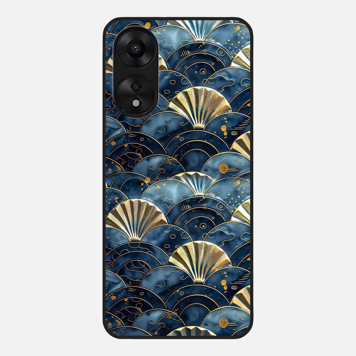 Golden Wave Luxe Glass Case For Oppo A78 5G back cover – full design glossy printed glass finish
