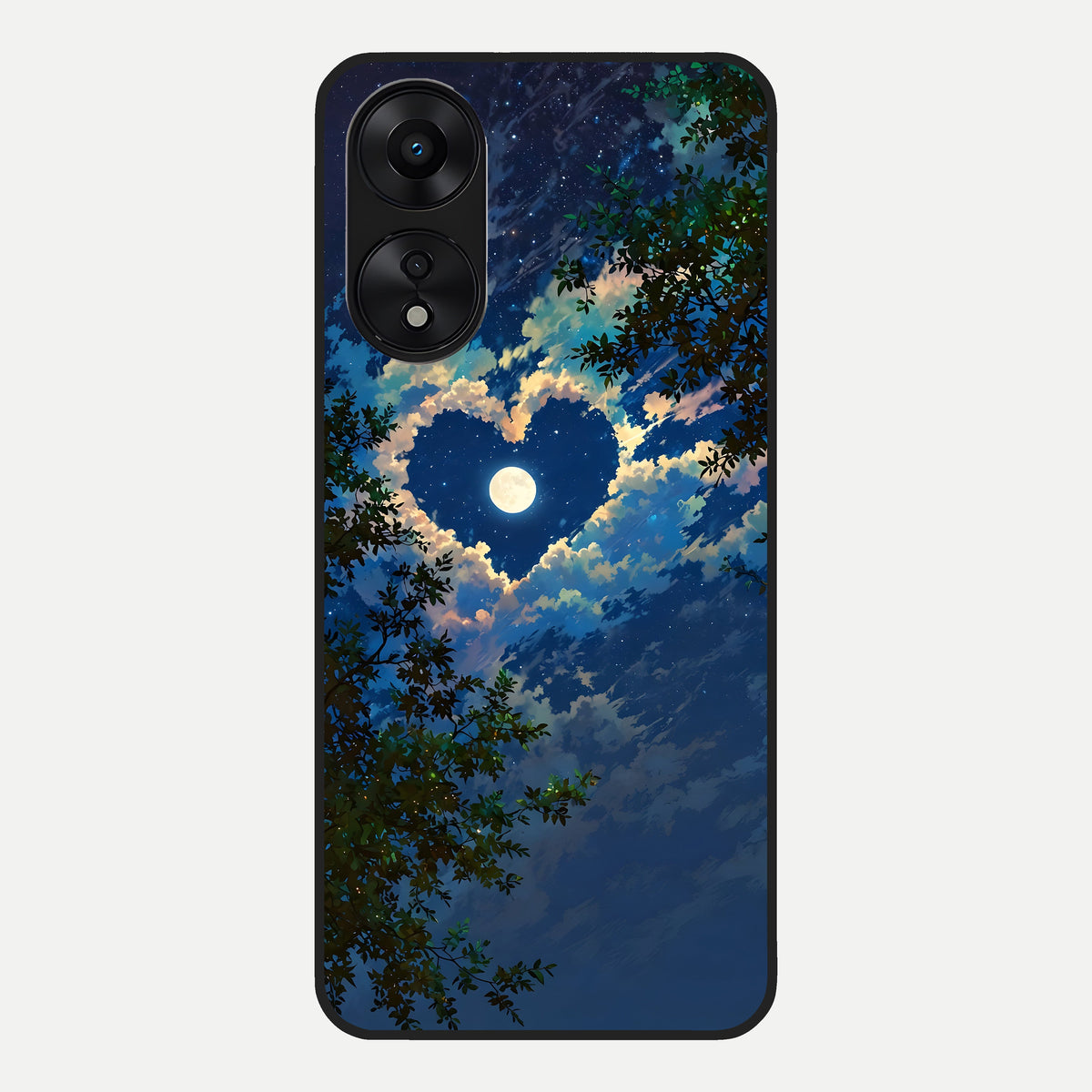  Heart With Moon Sky Glass Case For Oppo A78 5G back cover – full design glossy printed glass finish
