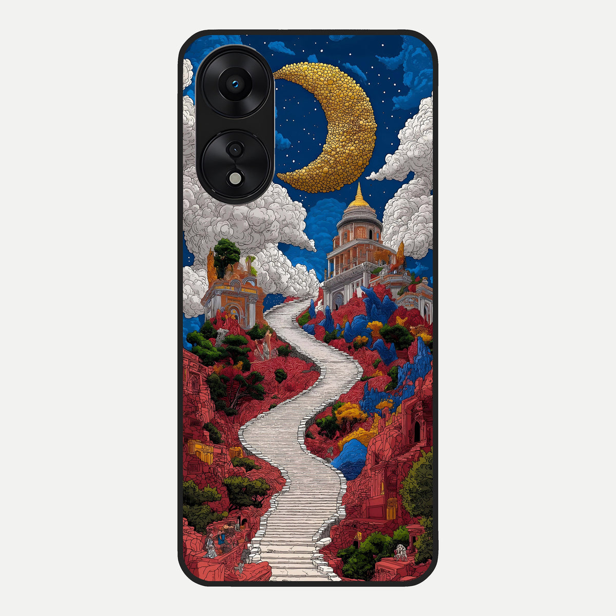  Heavenly Moon Path Glass Case For Oppo A78 5G back cover – full design glossy printed glass finish