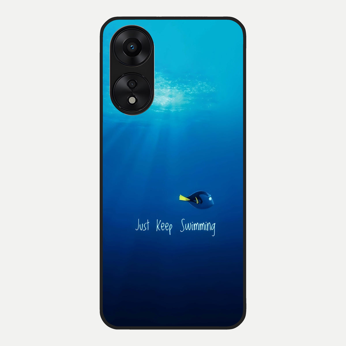  Just Keep Swimming Glass Case For Oppo A78 5G back cover – full design glossy printed glass finish