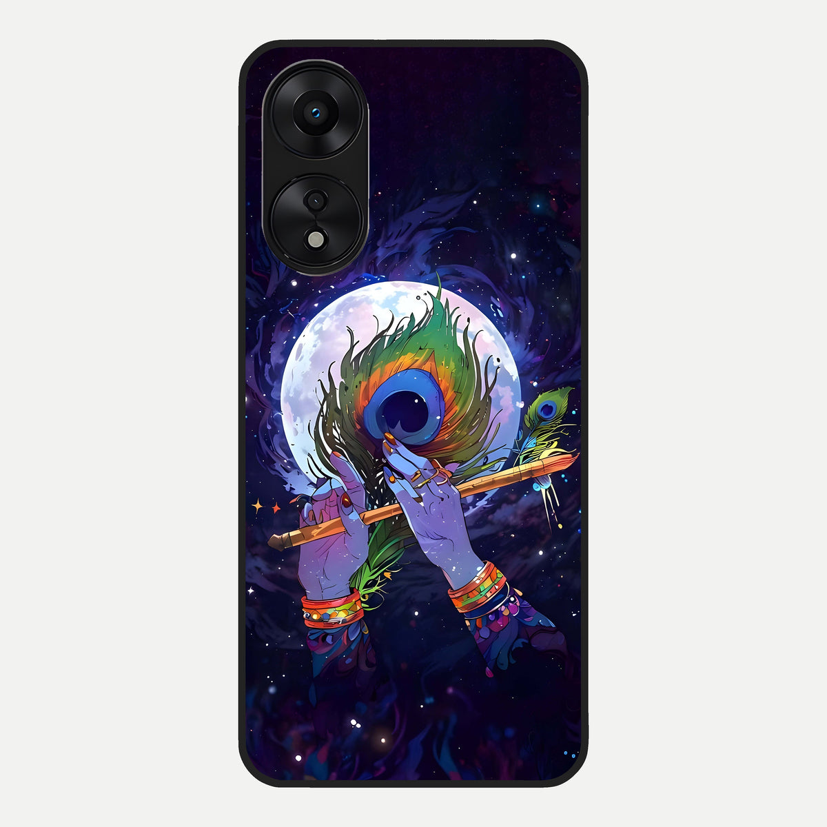  Krishna Hands Art Glass Case For Oppo A78 5G back cover – full design glossy printed glass finish