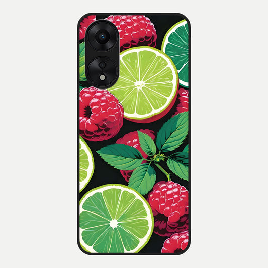  Lime and Raspberry Pattern Glass Case For Oppo A78 5G back cover – full design glossy printed glass finish