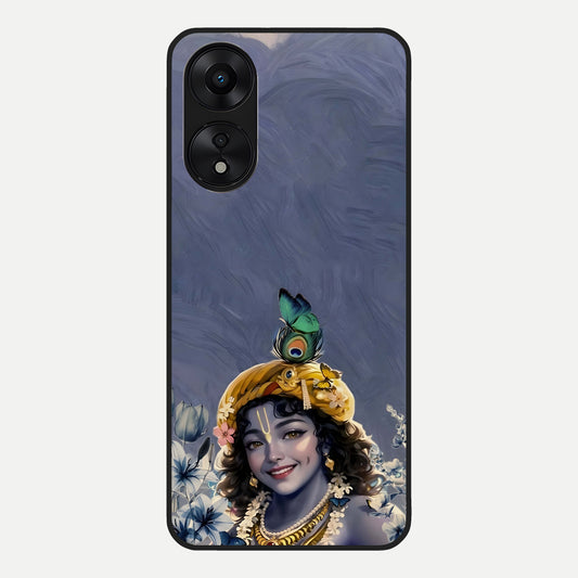  Lord Krishna Glass Case For Oppo A78 5G back cover – full design glossy printed glass finish