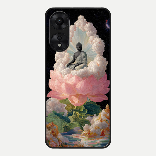  Lotus Divine Peace Glass Case For Oppo A78 5G back cover – full design glossy printed glass finish